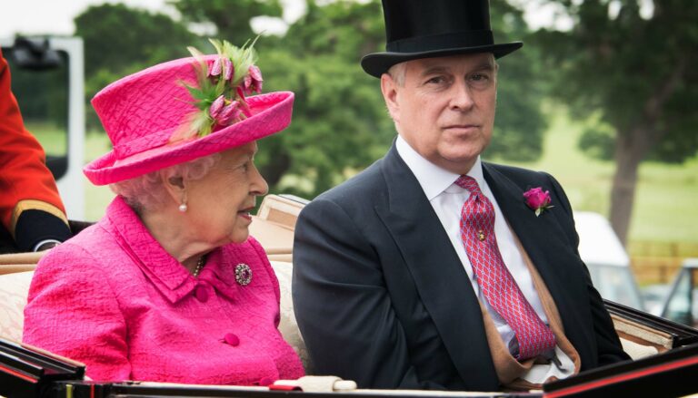 Queen Elizabeth and Prince Andrew in a carriage together in 2017