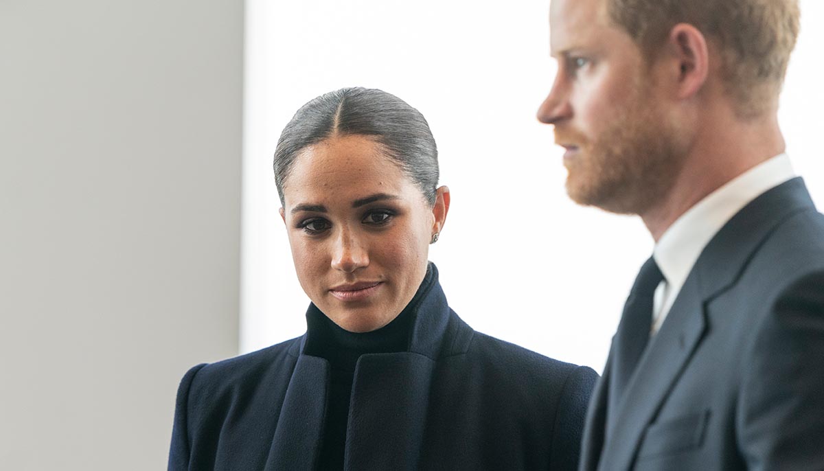 New York, NY - September 23, 2021: The Duke and Duchess of Sussex, Prince Harry and Meghan visit One World Observatory on 102nd floor of Freedom Tower ofWorld Trade Center