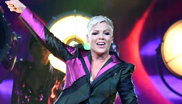 PITTSBURGH, PA / USA - April 7, 2018: Pink performs during the Beautiful Trauma Tour in Pittsburgh, Saturday, April 7, 2018 at PPG Paints Arena