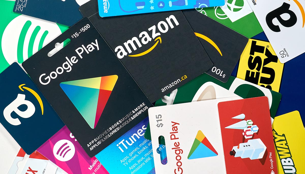 various gift cards